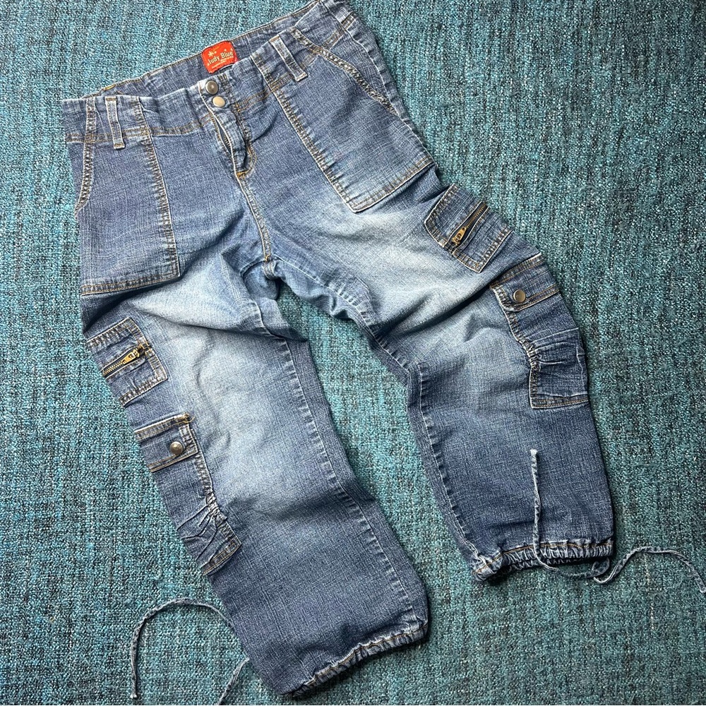 Vintage 90s Judy Blue Cropped Cargo Jeans Women's Size 26/27 Y2K Capri Pants